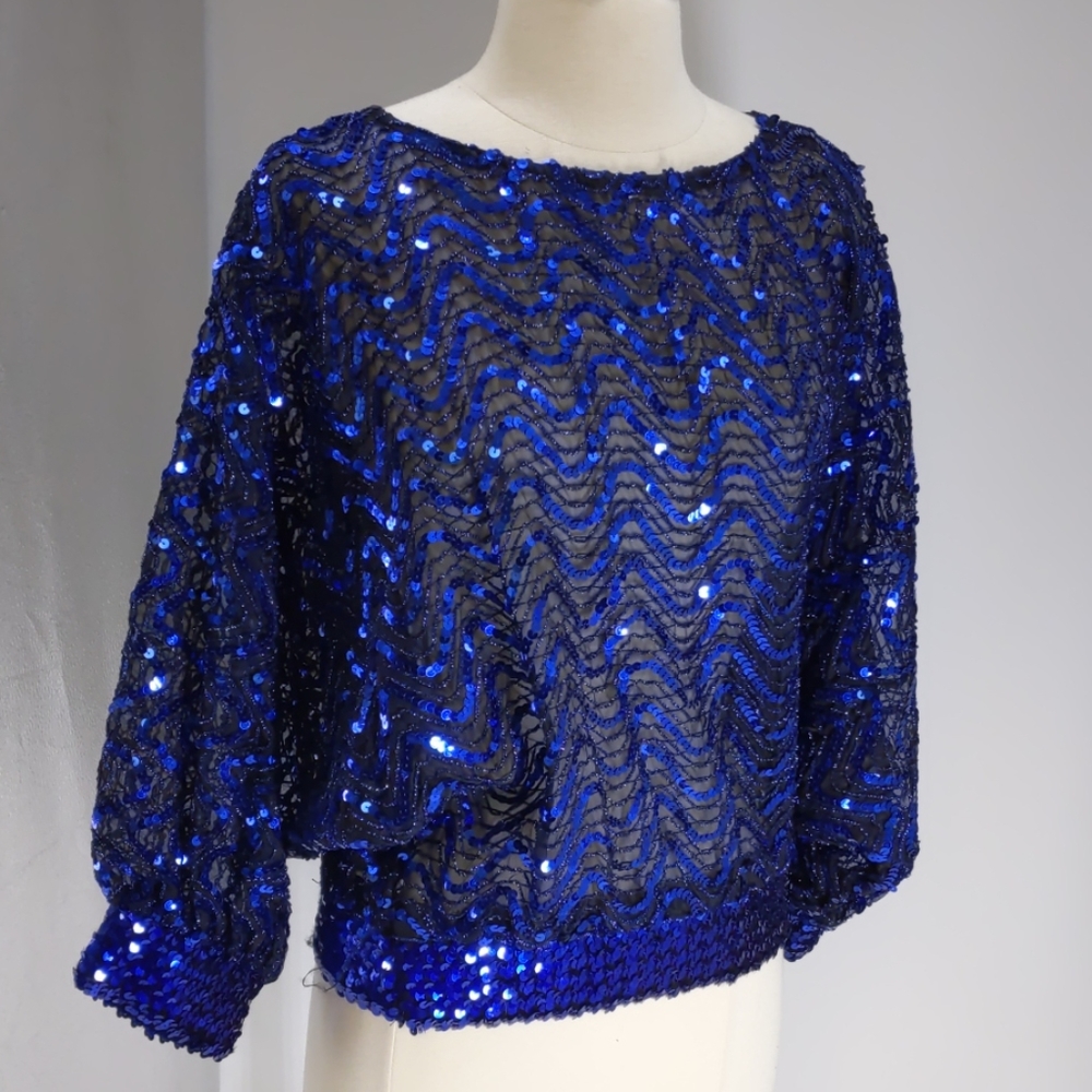 Rob Hill for Mister Jay blue sequin top-sz L